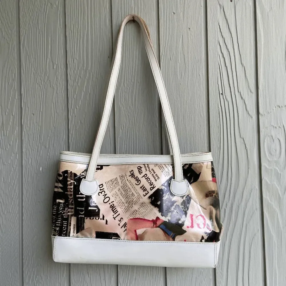 VTG Y2K Marilyn Monroe Magazine Print Vinyl Shoulder Bag – Retro Pop Art Glam